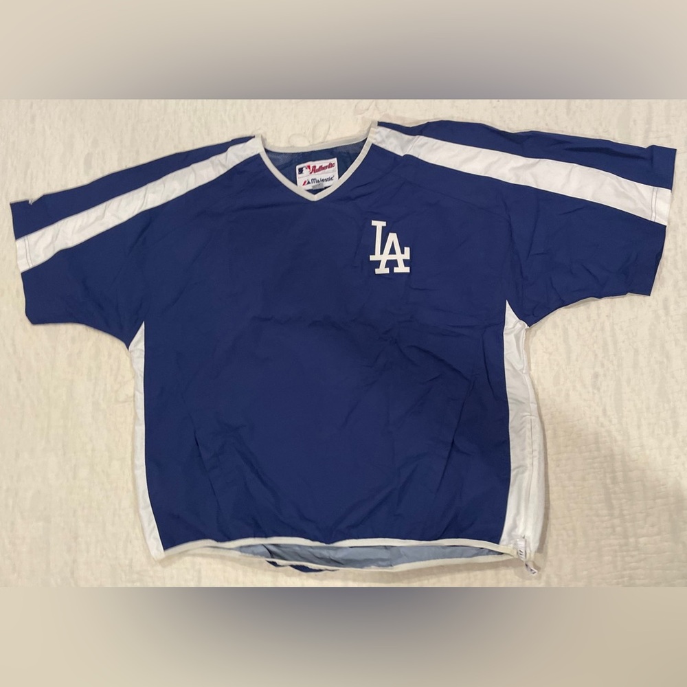 Vintage Majestic Dodgers Short Sleeve Dugout Light Windbreaker Jacket SIZE 2XL